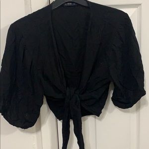 cotton on black tie crop top